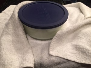 Cover with a lid and wrap in a clean towel