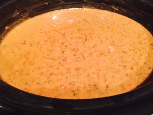 Overnight in crockpot, after 8 hours