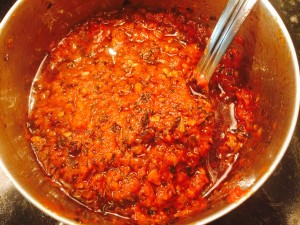 Add Crushed Tomatoes and cook till Ghee separates