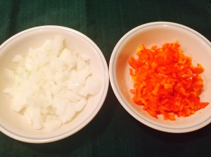 1/2 cup each chopped onion and red bell pepper