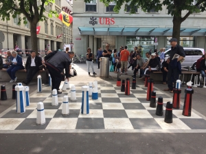Playing chess on the sidewalk